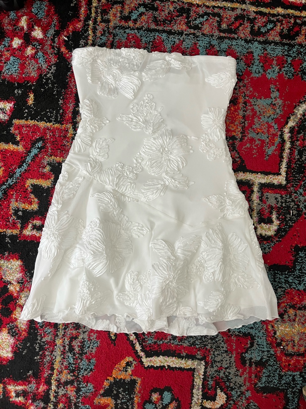 Princess Polly White Floral Embroidered Strapless Dress